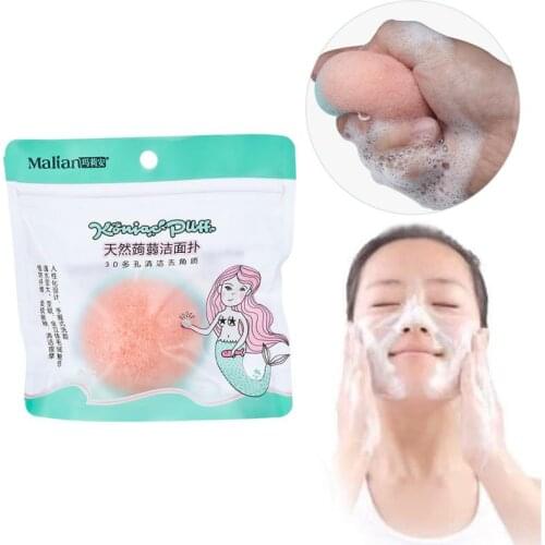 1pcs Natural Konjac Wash Face Thickening Sponge Cosmetic Puff Deep Clean Tool Face Round Round Makeup Remover Beauty