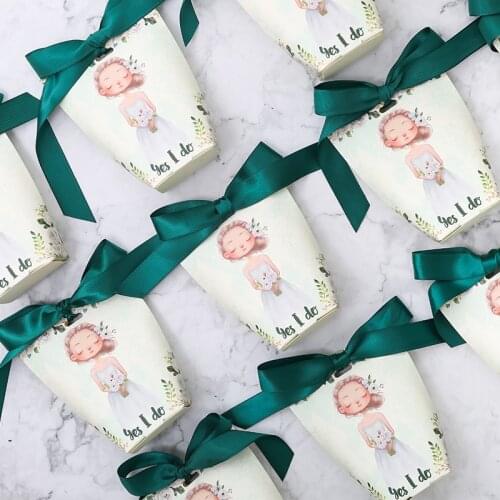 100pcs lot Creative Forest Paper Anniversary Candy Boxes Bridal Shower Birthday Chocolate Container Wedding Favor Holders