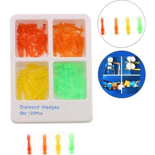 120Pcs/Box Autoclavable Dental Wedge All 4 Sizes Tooth Gap Diamond Wedges Non-toxic Medical Grade Plastic Dentistry Lab Tools