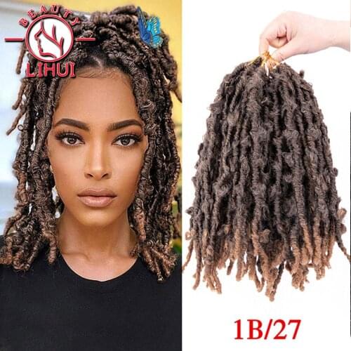 14"Butterfly Locs Crochet Hair Synthetic Short Distressed Faux Locs Crochet Braids Pre looped Natural Messy Pre-twisted Braids