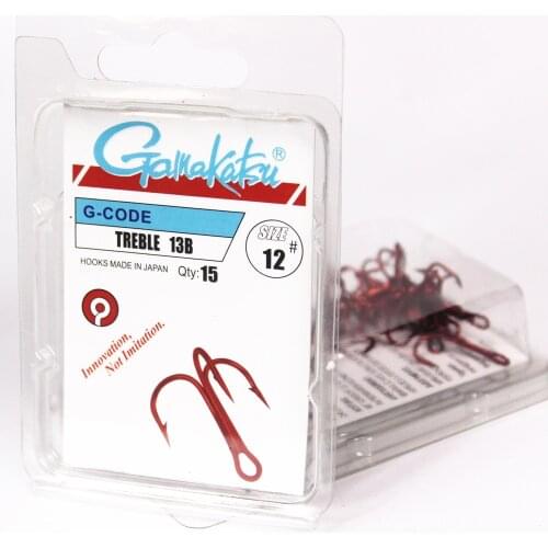 15Pcs/lot 13B Three Hook Red Nickel Color Fishhook 1/2/4/8/10/12/14# Fishing Hook High Carbon Steel Treble Hooks gamakatsu