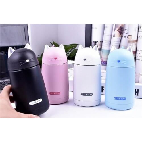 20pcs /lot Cute Cat Thermos Cup Kids Thermo Mug Drinkware Child Water Bottle Stainless Steel Vacuum Flask lin5130