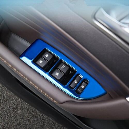 4PCS Stainless Steel Blue Brush Black Sliver Window Glasses Switch Buttons Decorated Frame For Changan CS35Plus 2019 CAA459