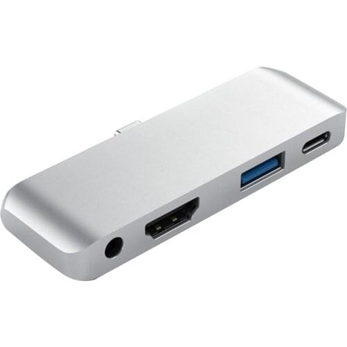 USB C Hub 4 in 1 USB C Type C to HDMI-compatible 4K USB 3.0 Type-C 3.5mm Audio Jack Adapter Splitter for MacBook Laptop Computer