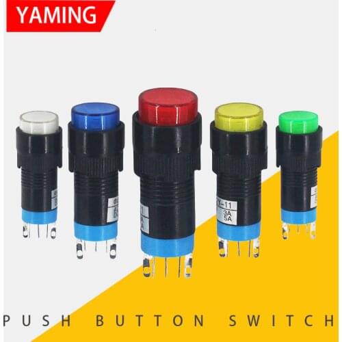 5pcs Push Button Switch 12mm With Light Latching/Locking Momentary/Reset Lamp Mini Indicator 1NO1NC