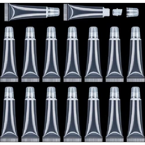 50 pcs 15ml lip gloss tubes Lip Balm Soft Hose Makeup Squeeze Sub-bottling Clear Plastic Lip Gloss Tube Container DiY Make Up