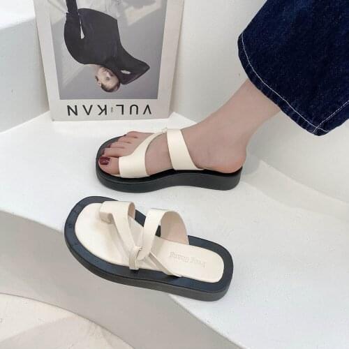 White Begine Color Thick Bottom Flip Flops Women Famous Designer Clip Toe Slippers Ladis Platform Jandal Slides Beach Shoes
