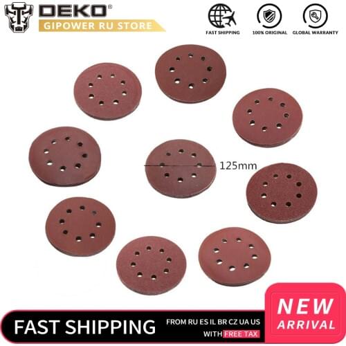 DEKO 125mm Dry Grinding Sandpaper 60#-1000# Brushed 12 Sheets Sandpaper 8 Holes 20 Pieces/ Lot