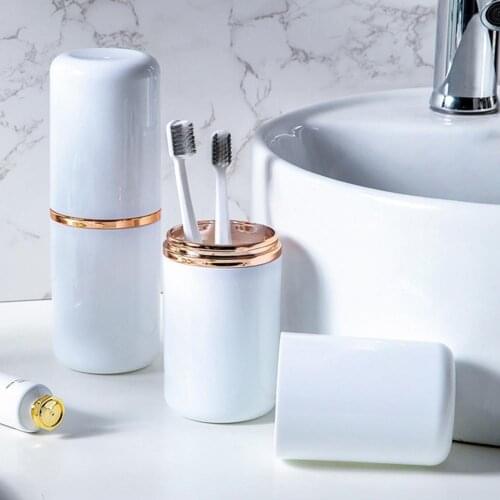 Toothbrush Holder Dual Cup Portable PET Toothpaste Kit Sundries Storage Cup Bathroom Accessories