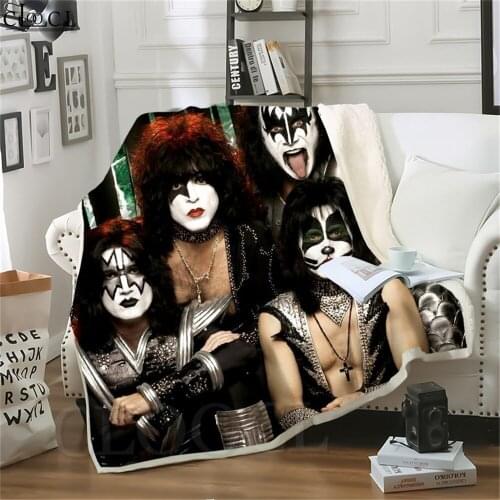 Double Layer Blankets KISS Rock Band 3D Character Printed Weighted Quilt for Home Decoration Sofa Kids Nap Fashion Throw Blanket