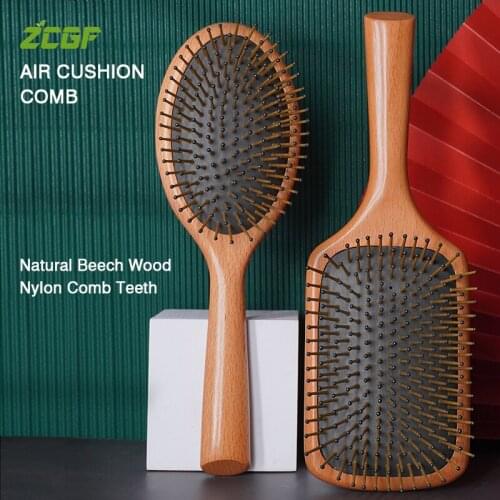 Natural Wood Air Cushion Massage Comb Anti-Static Detangle Brush Hair Scalp Acupuncture Point Airbag Comb Hair Styling Tools