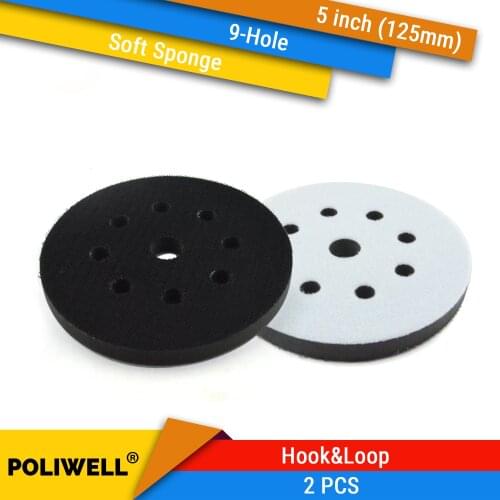 2PCS 5 Inch(125mm) 9-Hole Soft Sponge Interface Pad for Sanding Pads and Hook&Loop Sanding Discs for Uneven Surface Polishing