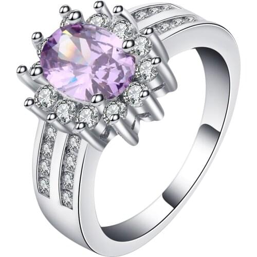 White Purple AAA Cubic Zircon Stone Big Luxury Rings For Women Jewelry Micro Pave Party Gift Statement Rings gift