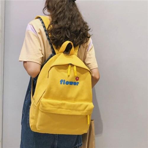 2020 Korean school students female flower Printing high school bag shoulder canvas travel backpack Cute Lovely rucksack women