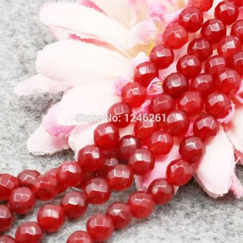 6mm 8mm 12mm Faceted Red Chalcedony Stone Round Beads Women Girls Gift Stone DIY 15inch Hand Made Fashion Jewelry Making Crafts