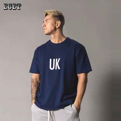 Summer streetwear casual loose mens shorts cotton fashion round neck short-sleeved top jogger fitness sportswear