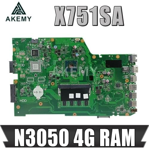 Laptop motherboard For ASUS X751SA REV.2.0 Mainboard Core SR2KN Celeron N3050 4G RAM DDR3