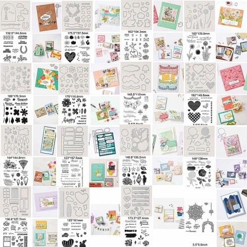 Mix Flower Heart Kangaroo Letter Words Sentence Alphabet Metal Cutting Dies Match Clear Silicone Stamps Make Cards Scrapbook Hot