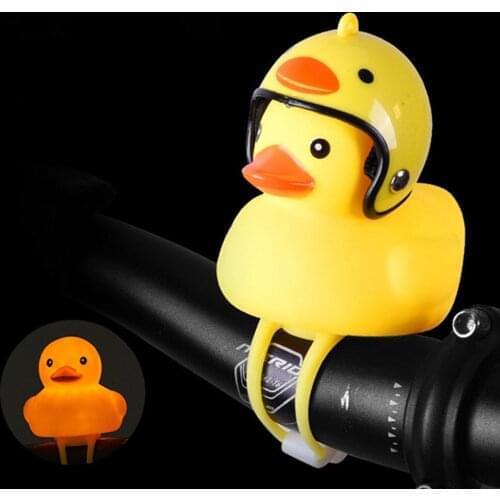 Cartoon Yellow Silica Gel Little Duck Shape Bicycle Bells Shining Mountain Bike Handlebar Duck Head Light Accessories New