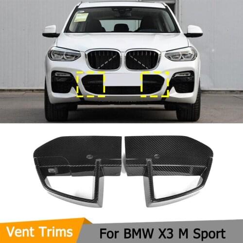 Car Front Bumper Air Vent Trims Covers For BMW X3 G01 M-Sport 2018 2019 Carbon Fiber Front Air Vent Trims