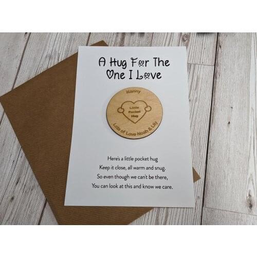 Custom wooden A Little Pocket Hug - Send a Smile Cheer someone up! fridge magnets baby shower gift for godchild pocket tokens