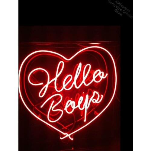 Neon Sign for Hello Boys neon Light Beer Bar Decor club Adlut Room Lighting Buffal Glass Display Boards Neon Sign Pub Garage