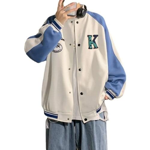 2021 Spring and Autumn Hong Kong Style New Printed Baseball Uniform Jacket Female Ins Korean Loose Stitching Coat