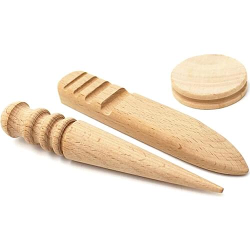 The New Multi-Size Wood Slicker Leathercraft Solid Wood Round Burnishing Edge for Polished Edge Leather Craft Working Tool