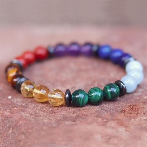 Ruberthen New Design Chakra Bracelet Malachite Tiger Eye Energy Mala Bracelet Women`s Yoga Balance Protection Bracelet