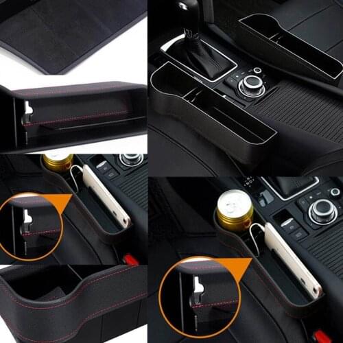 For Stowing TidyingCar Organizer Seat Gap Box Leather Car Seat Gap Organizer 2 USB Car Storage Pocket Auto Crevice Storage Case