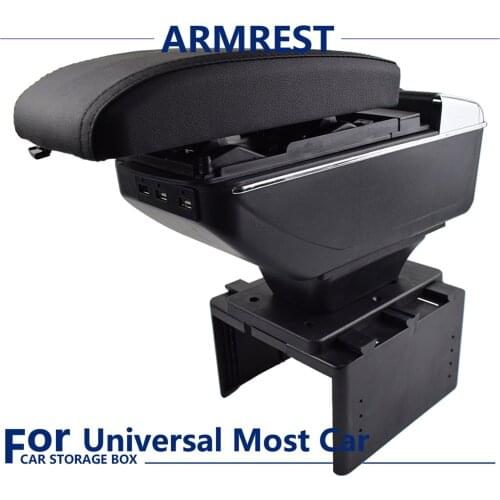 Armrest USB interface Storage Box Arm rest PU Leather Center console Container Ash Tray Pad Universal Fit Most Car accessories