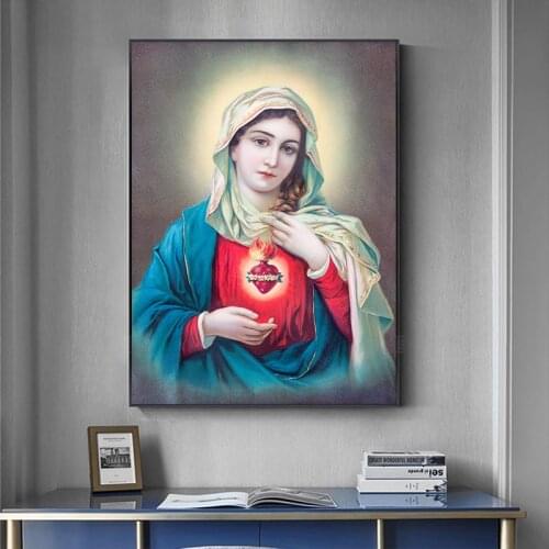 Portrait of the Virgin Mary Wall Art Canvas Poster and Print Painting Religious Belief Decoration Pictures Modern Home Decor
