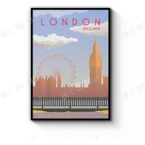 Retro London England Vintage Britain Travel World Tourism Home Decor Artwork Wall Art Poster Print