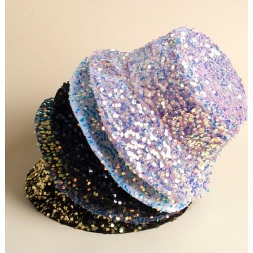 The spring new sequin fisherman hat, an elegant basin hat for European and American cross-border e-commerce, has an inner liner