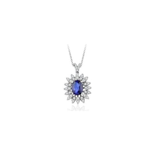 Symbol Gold 2.35 Carat Diamond Sapphire Necklace Fashion Jewelry Stylish Brilliant Eye-catching Pendant For Women