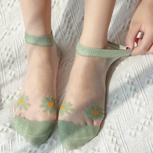 Summer Crystal Transparent Women Socks 5 Pairs/Pack High Quality Slim Transparent Lady Socks