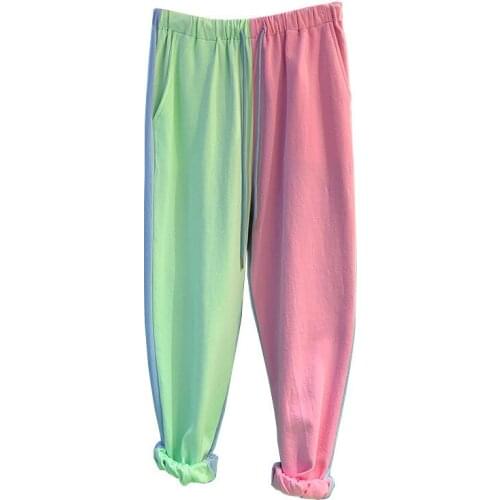 Sweatpants Women Streetwear Joggers Patchwork Colored Pants High Waist Pants 2021 Casual Trousers Female