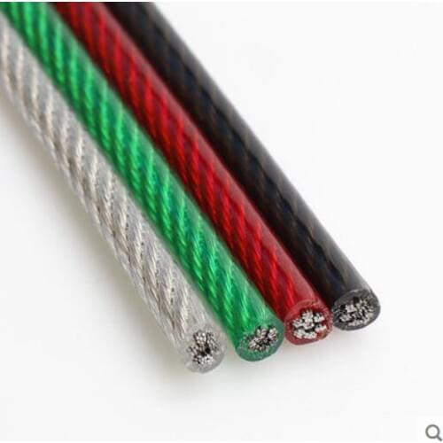 PVC Plastic coated steel rope 1 1.5 2 3 4 5mm black plastic tranded 304 steel rope wire twist clothes line clear red black green