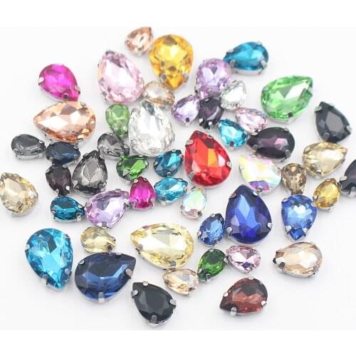 New Silver Claw Rhinestones DR Shape Glass Crystals Strass 50pcs/lot Mix Size Sewing Rhinestones Sewing Handmade For Clothes