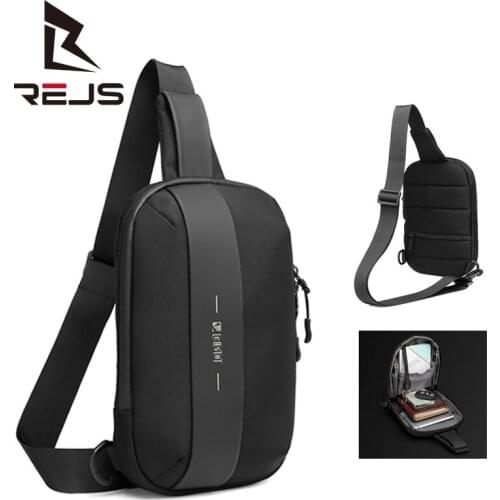 REJS LANGT Shoulder Bag for Men Waterproof USB Male Shoulder Crossbody Bag Anti-Theft Short Travel Messenger Chest Sling Bag