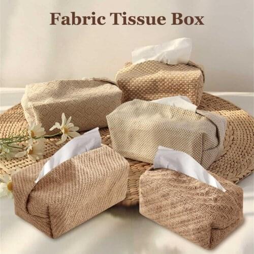 Fabric Tissue Box Simple Cotton Cloth Tissue Pumping Box Japanese-Style Jute Tissue Case Napkin Holder Organizer For Home Decor