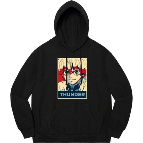 Anime Demon Slayer Zenitsu Hoodies Men Women 100% Cotton Sweatshirt Japan Harajuku Kimetsu No Yaiba Pullover Tops High Quality