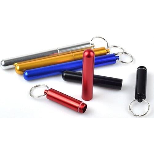 Outdoor Aluminum Alloy Pill Box Case Bottle Keychain Hanging Bottle Mini Waterproof Small Pot Emergency Pill Bottle