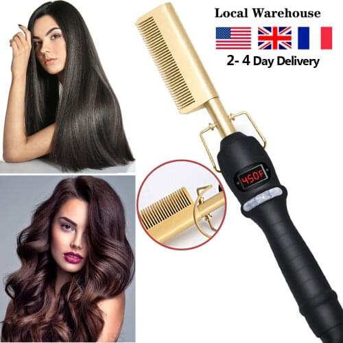 Hair Iron Straightener Hot Comb Wet And Dry Use Heating Comb Electric Environmentally Friendly Titanium Alloy Curler Iron