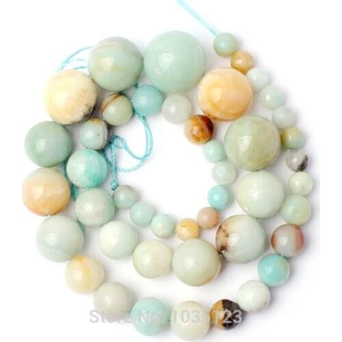 High Quality 6-16mm Natural Mixed Color Amazonite Round Shape Gems Loose Beads Strand 15" DIY Creative Jewellery Making w2922