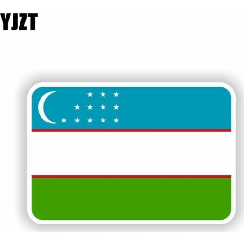 YJZT 12.7CM*8.4CM Reflective Car Sticker Uzbekistan Flag Motorcycle Window Creative Decal 6-1833