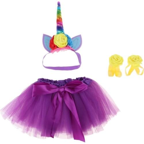 Princess Unicorn Tutu Skirt Headband Party Fancy Dress Outfit Cosplay Costume Set