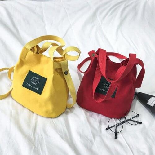 Womens' Pouch Canvas Handbag Fashion Mini Single Strap Bucket Bag Shoulder Crossbody Female Shopping Bags