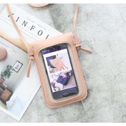 Women Phone Wallets Bags PU Leather Shoulder Transparent Student Girls Coin Card Holders Handbag Clutch Purse
