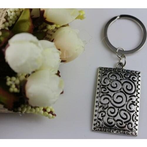 Big Label Charm Vintage Silver Keychain Ring For Keys Car DIY Bag Key Chain Handbag Fashion Jewelry Gift Accessories 10PCS A176